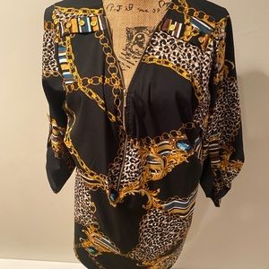 MPH Collection Black & Gold Design Blouse size 1X
